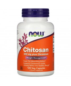 Now Foods Chitosan 500 mg 120 капсул, хітозан з вмістом хрому