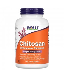 Now Foods Chitosan 500 mg 240 капсул, хитозан с содержанием хрома