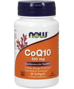 Now Foods CoQ10 100 mg 50 м'яких капсул, коензим Q10