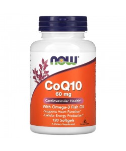 Now Foods CoQ10 60 mg with Omega-3 Fish Oil 120 м'яких капсул, коензим Q10 і риб’ячий жир омега-3