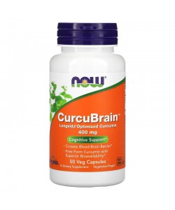Now Foods CurcuBrain 400 mg 50 капсул, куркумин с высокой биодоступностью в свободной форме