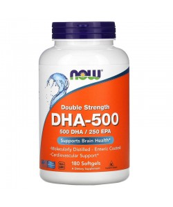 Now Foods DHA-500 180 м'яких капсул, докозагексаєнова кислота з додаванням ейкозапентаєнової кислоти 500 DHA / 250 EPA