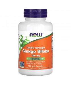 Now Foods Double Strength Ginkgo Biloba 120 mg 100 капсул, гинкго билоба