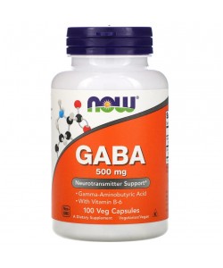 Now Foods Gaba 500 mg 100 капсул, гамма-аминомасляная кислота 