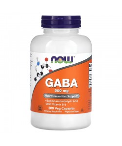 Now Foods Gaba 500 mg 200 капсул, гамма-аміномасляна кислота