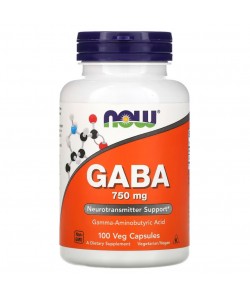 Now Foods Gaba 750 mg 100 капсул, гамма-аміномасляна кислота