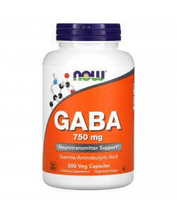 Now Foods Gaba 750 mg 200 капсул, гамма-аміномасляна кислота