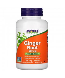 Now Foods Ginger Root 550 mg 100 капсул, корень имбиря