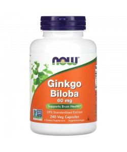 Now Foods Ginkgo Biloba 60 mg 240 капсул, гинкго билоба