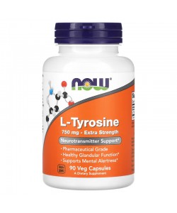 Now Foods L-Tyrosine 750 mg 90 капсул, L-тирозин