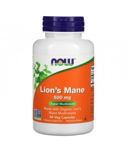 Now Foods Lion's Mane 500 mg 60 капсул, гриб ежовик гребенчатый (львиная грива)