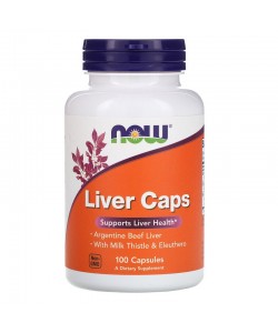 Now Foods Liver Caps 100 капсул, порошок яловичої печінки з екстрактом елеутера і розторопші