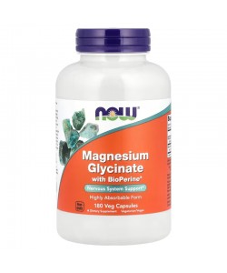 Now Foods Magnesium Glycinate With BioPerine® 180 капсул, глицинат магния 