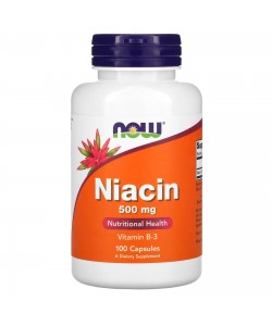 Now Foods Niacin 500 mg 100 капсул, вітамін В3