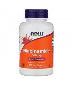 Now Foods Niacinamide 500 mg 100 капсул, витамин В3 (в виде ниацинамида)