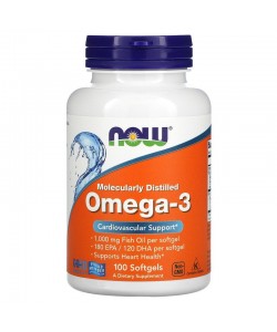 Now Foods Omega-3 100 капсул, рыбий жир