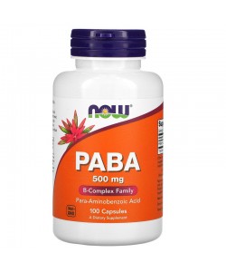 Now Foods PABA 500 mg 100 капсул, пара-амінобензойна кислота