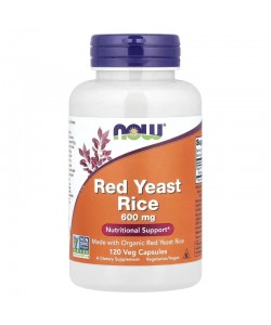 Now Foods Red Yeast Rice 600 мг 120 веганских капсул, красный ферментированный рис