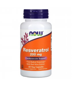 Now Foods Resveratrol 200 mg 60 капсул, ресвератрол 
