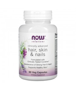 Now Foods Solutions Hair, Skin & Nails 90 капсул, комплекс витаминов, минералов и других компононтов