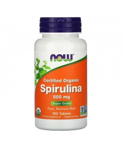 Now Foods Spirulina 500 mg 100 таблеток, органическая спирулина