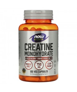 Now Foods Sports Creatine Monohydrate 750 mg 120 капсул, якісний моногідрат креатину в капсулах