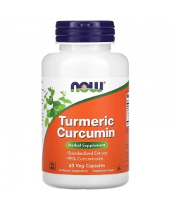 Now Foods Turmeric Curcumin 60 капсул, куркумін