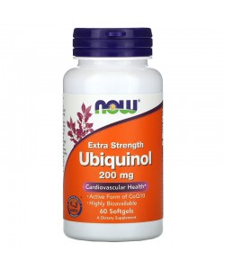 Now Foods Ubiquinol 200 mg 60 капсул, убіхінол