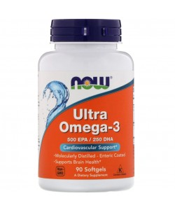 Now Foods Ultra Omega-3 500EPA/250DHA 90 капсул, ультра омега 3, риб'ячий жир