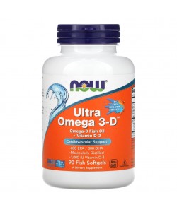 Now Foods Ultra Omega 3-D 90 капсул, омега-3 риб’ячий жир і вітамін D-3