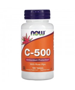 Now Foods C-500 With Rose Hips 100 таблеток, витамин С (с шиповником)