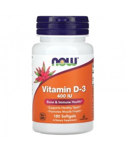 Now Foods Vitamin D-3 400 IU 180 капсул, витамин д