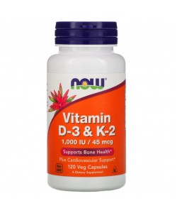 Now Foods Vitamin D3 & K2 120 капсул