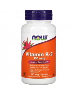 Now Foods Vitamin K-2 100 mcg 100 капсул, витамин K2 в виде менахинона-4