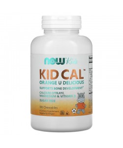 Now Kids Kid Cal 100 жевательных таблеток, цитрат кальция, магний и витамин D, со вкусом апельсина