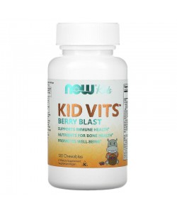 Now Foods Kid Vits 120 капсул, жувальні мультивітаміни для дітей, зі смаком ягід