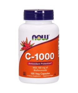 Now Foods C-1000 With 100 mg of Bioflavonoids 100 капсул, витамин С с флавоноидами, антиоксидант.