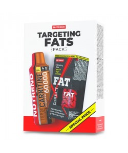 Nutrend Targeting Fats Pack (Carnitine 500 ml + Fat Direct 60 caps), рідкий карнітин, збагачений синефрином і вітамінами B5 + нічний спалювач жиру