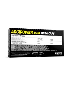 Olimp ArgiPower 1500 Mega Caps 120 капсул, L-аргінін гідрохлорид