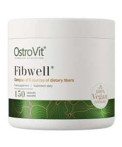 OstroVit Fibwell Vege 150 капсул, волокна вівса, чорноплідної горобини, яблука, какао та чорної смородини
