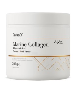 OstroVit Marine Collagen + Hyaluronic Acid + Vitamin C 200 грам, пептиди риб'ячого колагену типу I, гіалуронова кислота та вітамін С