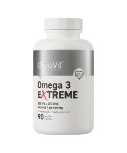 OstroVit Omega 3 Extreme 90 капсул, риб'ячий жир з високим вмістом жирних кислот EPA та DHA