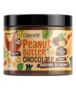 OstroVit Peanut Butter Chocolate + Hazelnuts in Caramel 500 грам, шоколадне арахісове масло з карамелізованим фундуком 