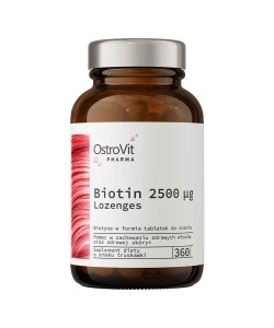 OstroVit Pharma Biotin 2500 μg lozenges 360 таблеток, биотин, со вкусом клубники