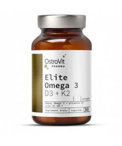 OstroVit Pharma Elite Omega 3 D3 + K2 30 капсул, високий вміст омега-3 з вітамінами D3 і K2 фармацевтичної якості