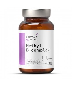 OstroVit Pharma Methyl B-Complex 30 капсул, комплекс найбільш засвоюваних форм вітамінів групи B, доповнений вітамінами C і E