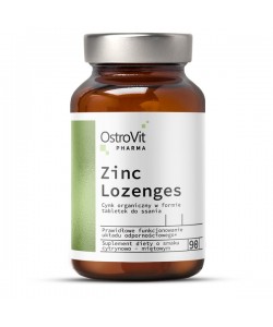 OstroVit Pharma Zinc Lozenges 90 таблеток, глюконат цинку з вітаміном С у вигляді пастилок, з лимонно-м'ятним ароматом