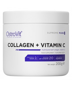 OstroVit Collagen + Vitamin C 200 грам, гідрозілований яловичий колаген + вітамін с