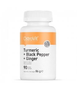 OstroVit Turmeric Black Pepper Ginger 90 таблеток, суміш екстрактів куркуми, чорного перцю, кореня імбиру