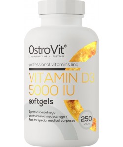 OstroVit Vitamin D3 5000 IU 250 капсул, жирорастворимый витамин Д 